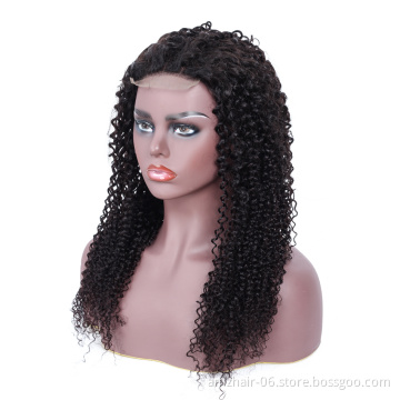 Amzhair Raw Peruvian Cuticle Aligned Human Hair Kinky Curly Lace Closure Wig Pre Plucked For Black Women Swiss 4X4 Lace Wig